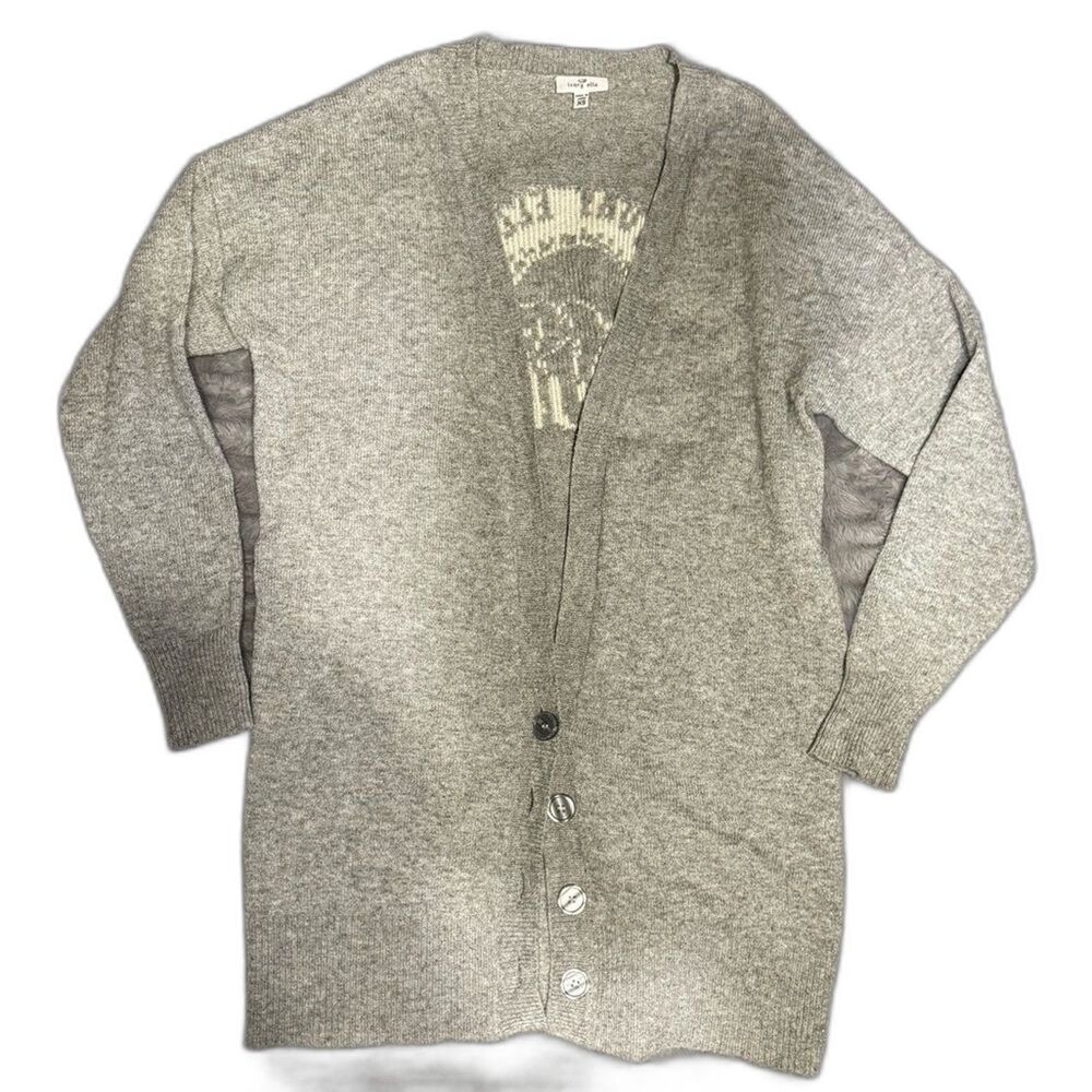 Ivory Ella Gray White Cardigan Button Up Sweater XS